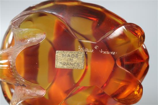 A modern Lalique amber tinted glass model of a turtle, signed with Made in France sticker, length 14.5cm